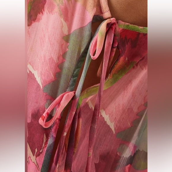 MWT  MISA Los Angeles Salome Long Sheer Dress/Top in Floral Print - Picture 7 of 10